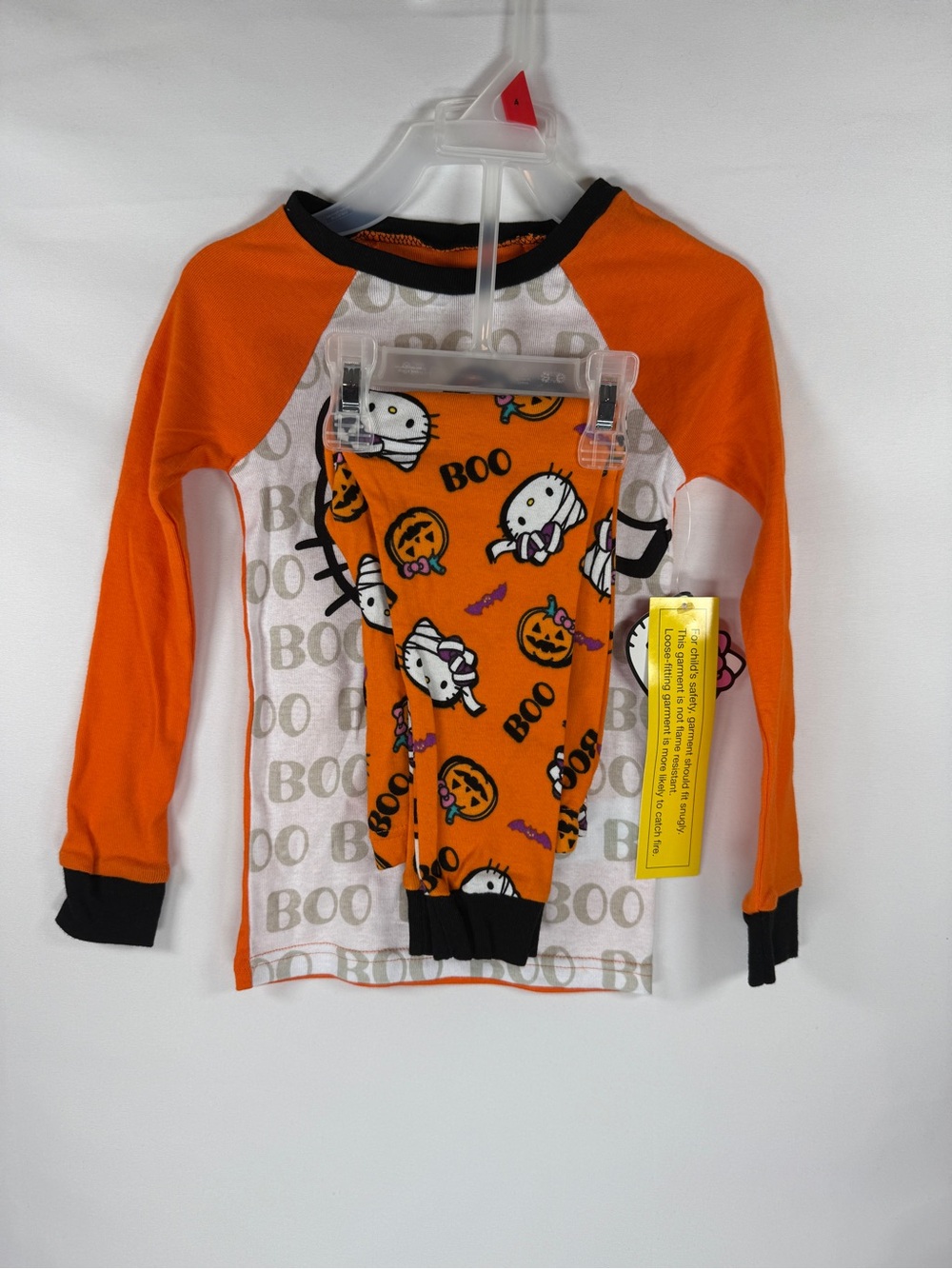 Sanrio Hello Kitty Halloween Pajama Set Size 4 Mummy Pumpkin Orange 2 PC NWT